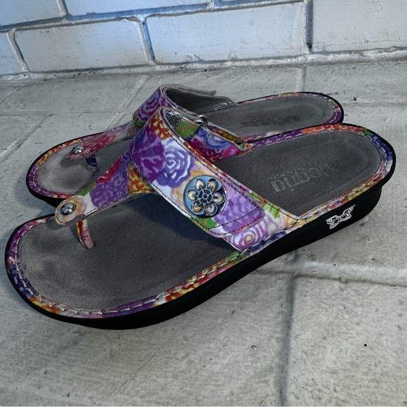 Alegria Leather Size EU 39 Multicolor Floral Roman Sandal Women’s - Picture 5 of 10